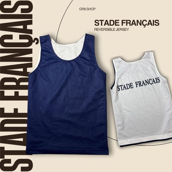 Stade Français Reversible Jersey Navy & White Tank For Kids 10Y Sportswear - Picture 1 of 4